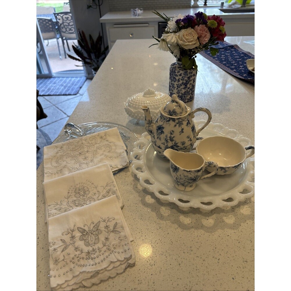 Vintage Hand Embroidered In Madeira Appenzell ,Guest Or Tea Towels Set Of 3